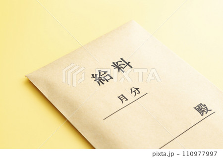 黄色背景に給料袋 110977997
