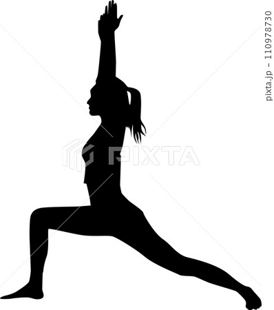 ヨガのポーズをする女性シルエット 110978730