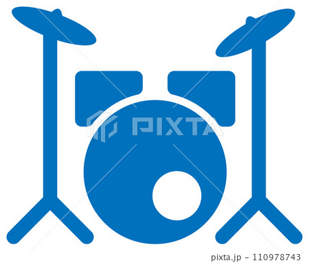 ドラムセットのアイコン 青 110978743