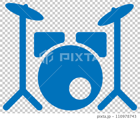 ドラムセットのアイコン 青 110978743