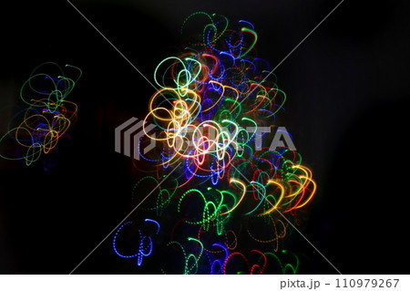 Abstract pattern from colorful traces of lights 110979267
