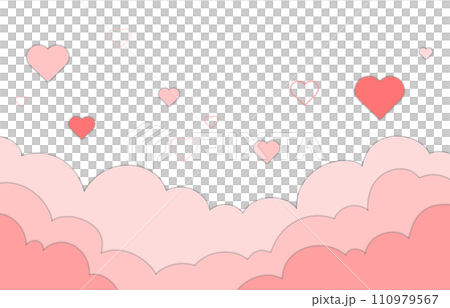 Heart Love paper cut Cloud pink frame Valentine's Day and anniversary Heart Love paper cut Cloud pink frame Valentine's Day and anniversary 110979567