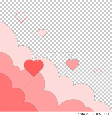 Heart Love paper cut Cloud pink frame Valentine's Day and anniversary	 110979571