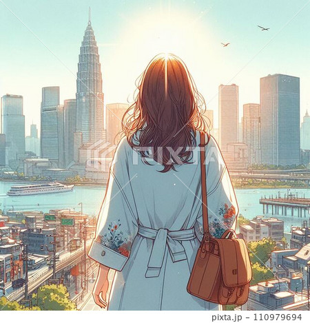 海外旅行に来た女性の後ろ姿 海外旅行に来た女性の後ろ姿 110979694