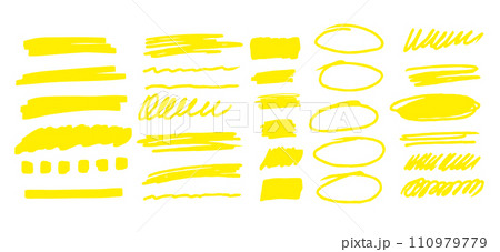 Yellow set highlighter elements. Underline element, color text mark 110979779
