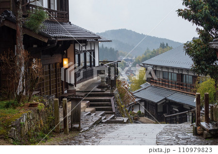 preserved old  town of Tsumago juku, Nakasendo, Kiso valley 110979823