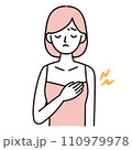 乳腺炎・乳腺症・母乳など 胸や乳房に痛みがある女性のシンプルイラスト ピンク 乳腺炎・乳腺症・母乳など 胸や乳房に痛みがある女性のシンプルイラスト ピンク 110979978