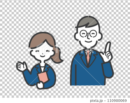 Business person color pointing and guiding with a smile 110980069