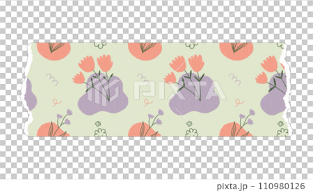Washi tapes label digital planner minimal flower pattern Scrapbooking border banners	 110980126