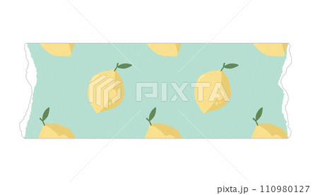 Washi tapes label digital planner minimal lemon pattern Scrapbooking border banners	 110980127