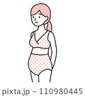 マタニティブラ・マタニティショーツを着用した妊娠中の女性のシンプルイラスト・妊婦さん・ピンク マタニティブラ・マタニティショーツを着用した妊娠中の女性のシンプルイラスト・妊婦さん・ピンク 110980445