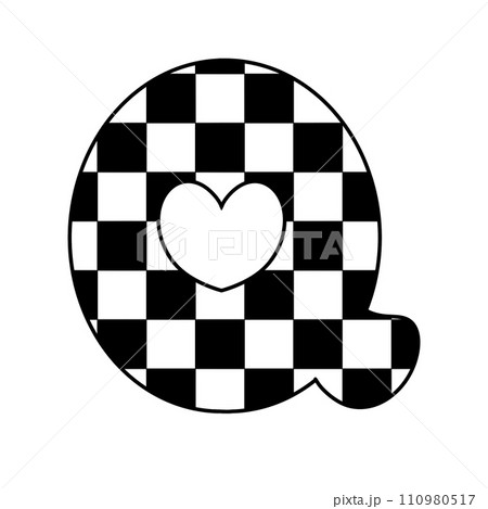 alphabet letter checkered typography y2k groovy retro  110980517