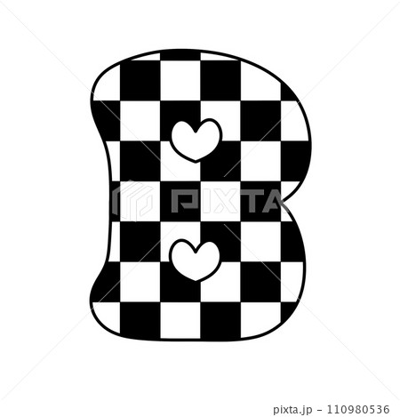 alphabet letter checkered typography y2k groovy retro  110980536