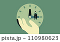 Work Life Balance, Businessman sitting and working on the Clock Flat Vector Illustration Concept 110980623
