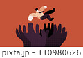 Support in Workplace, Businessmen received a lot of Support Hand Flat Vector Illustration Concept 110980626