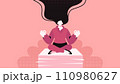 Mindful Meditation at Work, Businesswoman meditating on Documents Flat Vector Illustration Concept 110980627