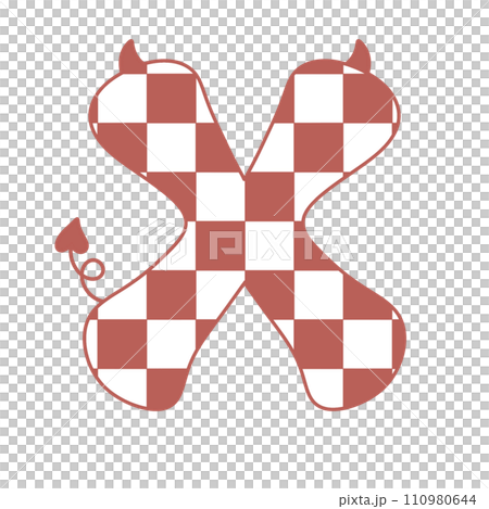 letter devil horn demon evil typeface alphabet checkered horror typography y2k monster groovy retro pink halloween and valentine 110980644