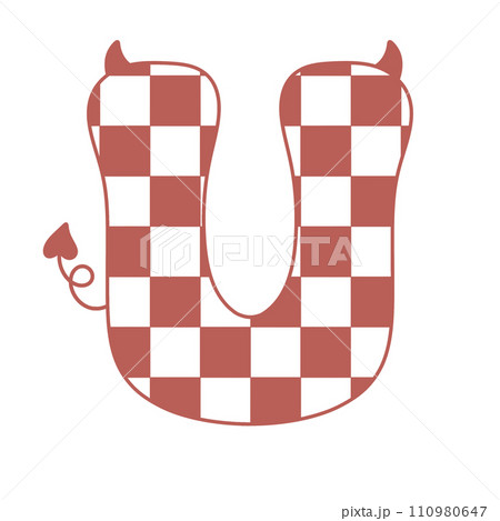 letter devil horn demon evil typeface alphabet checkered horror typography y2k monster groovy retro pink halloween and valentine 110980647
