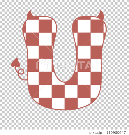 letter devil horn demon evil typeface alphabet checkered horror typography y2k monster groovy retro pink halloween and valentine 110980647