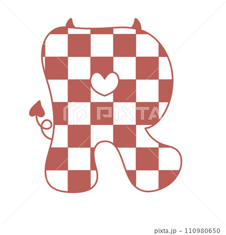 letter devil horn demon evil typeface alphabet checkered horror typography y2k monster groovy retro pink halloween and valentine 110980650