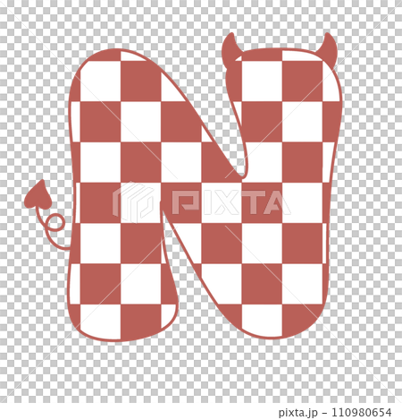 letter devil horn demon evil typeface alphabet checkered horror typography y2k monster groovy retro pink halloween and valentine 110980654