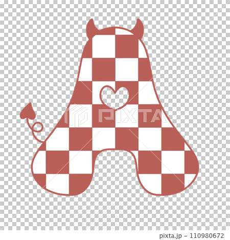 letter devil horn demon evil typeface alphabet checkered horror typography y2k monster groovy retro pink halloween and valentine 110980672