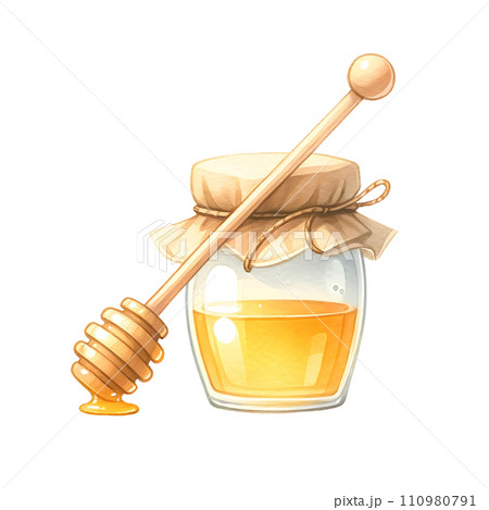 Honey jar with dipper stick 110980791
