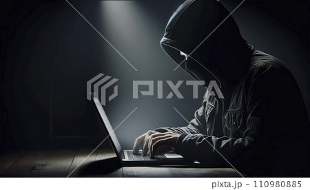 サイバー攻撃をするハッカーのAI画像 110980885