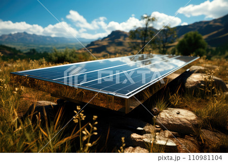 Solar panels in the mountains 110981104