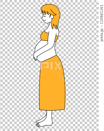 孕婦用手托著她的大肚子 孕婦用手托著她的大肚子 110981161