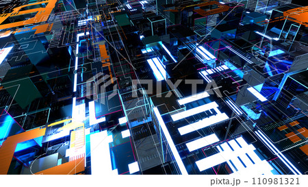 VJ トンネル デジタル サイバー 未来 都市 青 [別Verあり] 110981321