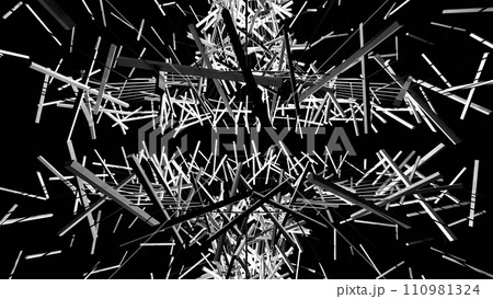 VJ アブストラクト 棒 集合 テクノ シンプル 白黒 [別Verあり] 110981324