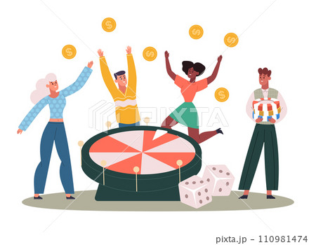 People playing casino gambling. Luck chance, gamble People playing casino gambling. Luck chance, gamble 110981474