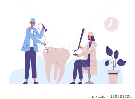 Dental clinic treatment. Vector of dentist, medical health Dental clinic treatment. Vector of dentist, medical health 110981726
