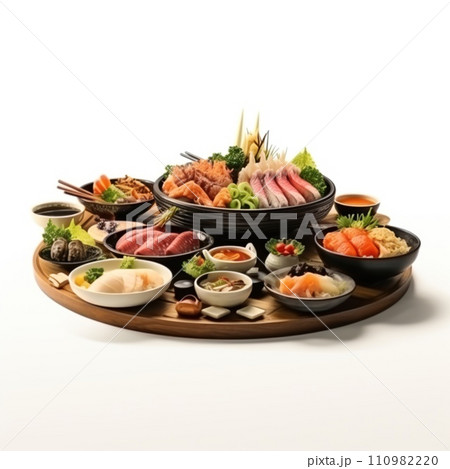 Food Japanese cuisine. Sashimi, sushi and soy sauce Food Japanese cuisine. Sashimi, sushi and soy sauce 110982220