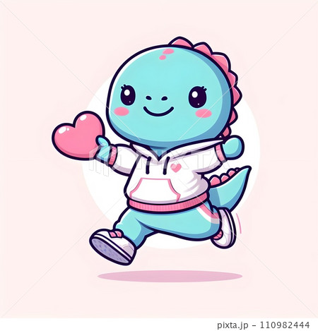 A cute kawaii Dino on a Joggers outfit. 110982444
