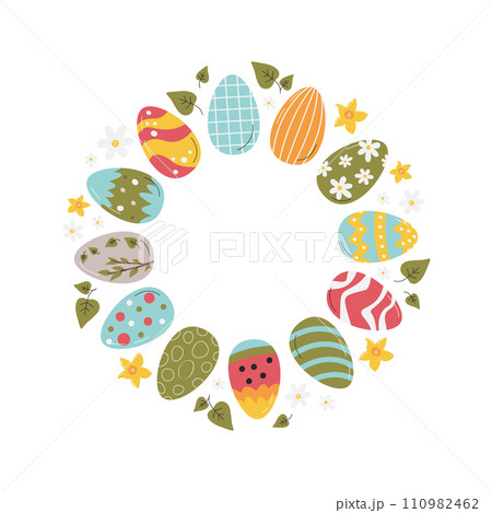 Circle frame design with easter egg and copy space Circle frame design with easter egg and copy space 110982462