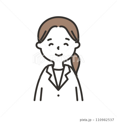 にこやかな白衣を着た女性のイラスト にこやかな白衣を着た女性のイラスト 110982537