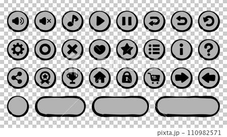 Material set of hand-drawn cute game UI icons Material set of hand-drawn cute game UI icons 110982571