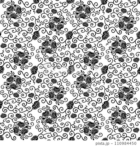 文様 三つ葉葵唐草 文様 三つ葉葵唐草 110984450