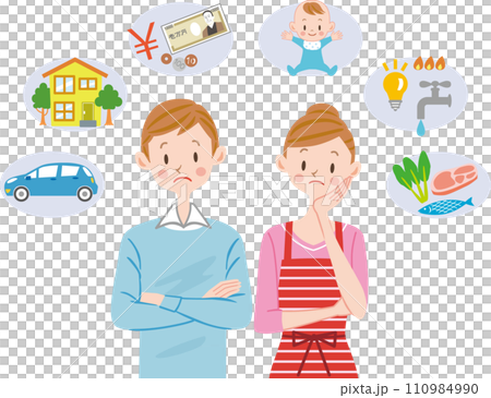 夫婦考慮金錢 夫婦在開支上遇到困難 110984990