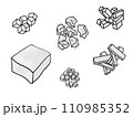 ふだん使いの食材豆腐、料理のイラストに使える切った豆腐 110985352