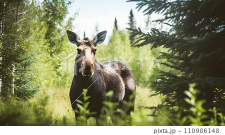 野生のヘラジカ 110986148