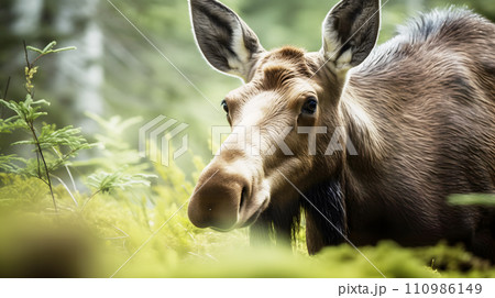 野生のヘラジカ 110986149