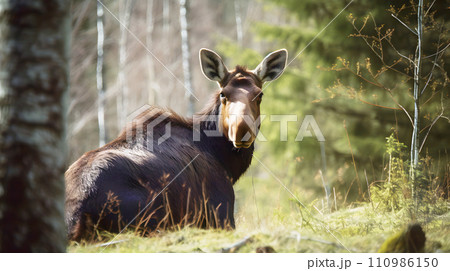野生のヘラジカ 110986150