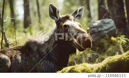 野生のヘラジカ 110986153