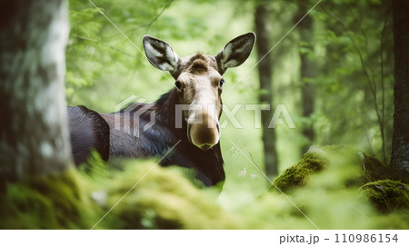 野生のヘラジカ 110986154