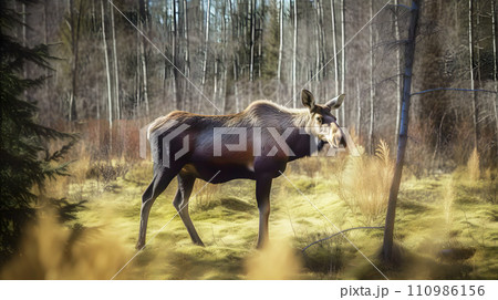 野生のヘラジカ 110986156
