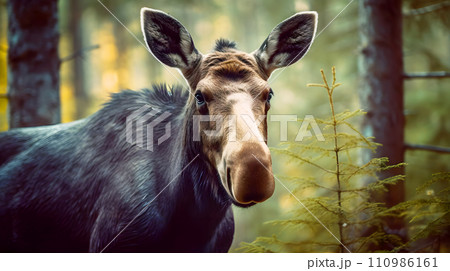 野生のヘラジカ 110986161