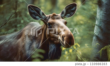 野生のヘラジカ 110986163